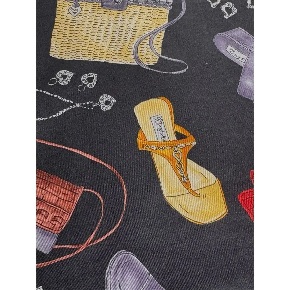 Brighton 100% silk scarf with fashion accessories print size 21” X 21”